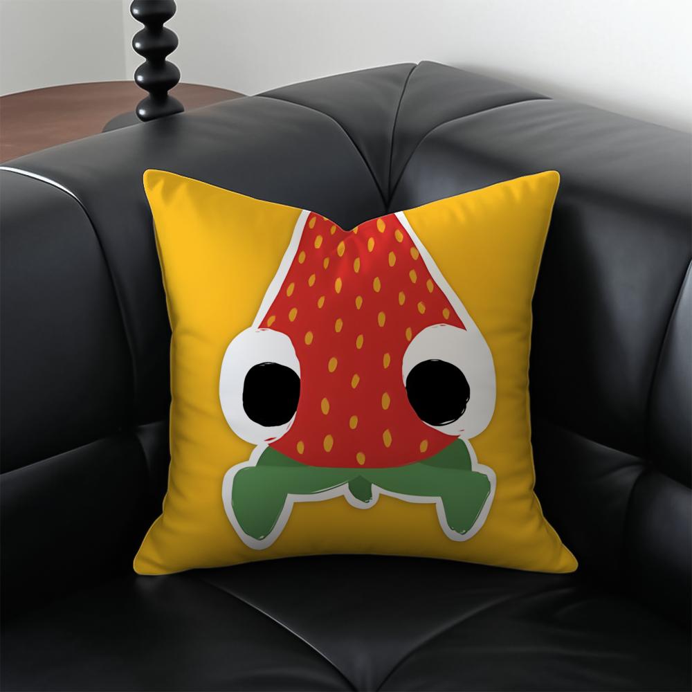 Cute Healing B-Bugsnax Game Cushion Cover Pillow Case Anti-Dustmite Invisible Zipper Silky Plush Cushion
