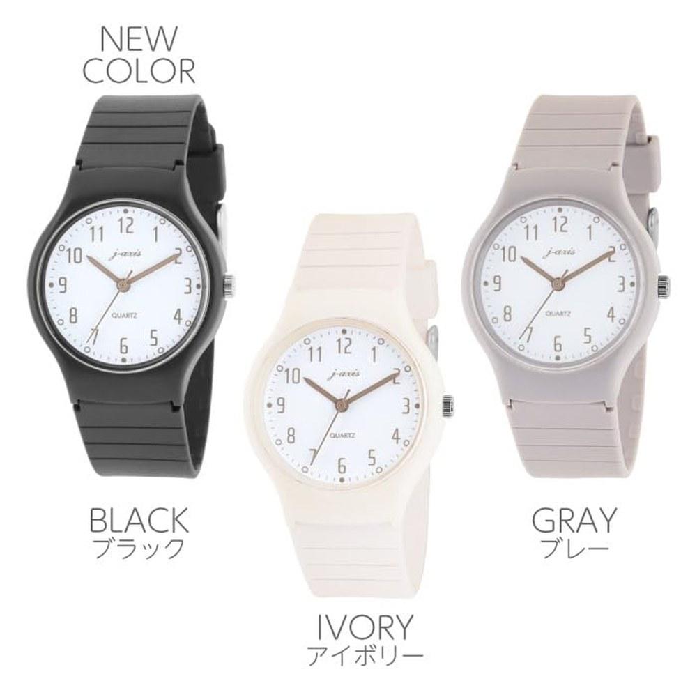 J-AXIS Nuance Color Watch TCL74-BK Unisex Pastel Earth Tones Simple Easy-to-Read Lightweight Black