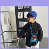 Fashionable Korean Style Mini Sausage Mouth Plush Crossbody Bag For Kids In Blue And Yellow