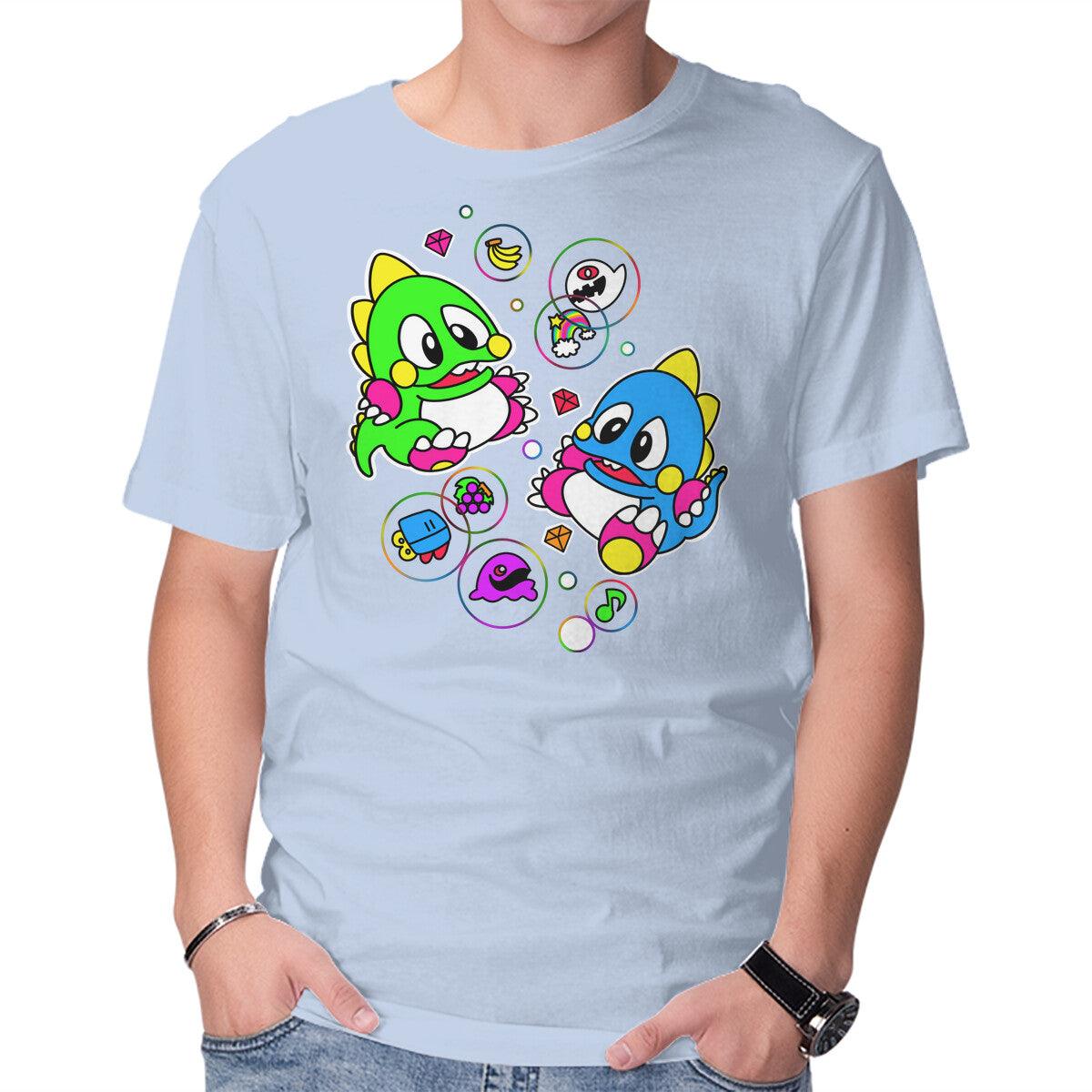 Unisex Crew Neck T-Shirt Bubble Games Graphic Short Sleeve Casual Tee XXXL