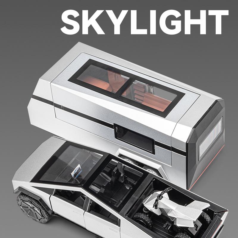 1/32 Tesla Cybertruck Off Road Pickup Trailer Alloy Car Diecast Model Sound and Light Children Toy Fashion Home Furnishings Gifts Boys