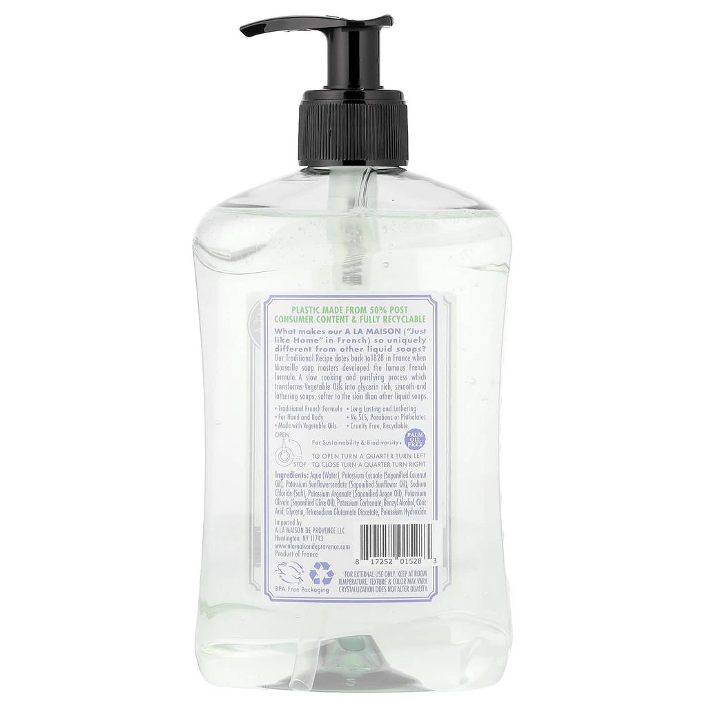 A La Maison de Provence, Liquid Soap, Hand and Body, Fragrance Free, 500 ml (16.9 fl oz)