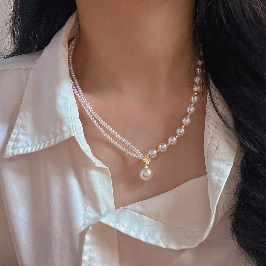 Vintage High-Quality High-Gloss Artificial Crystal Pearl Collarbone Chain Design Necklace Pendant