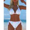 The New European and American Split Printing Splicing Neck Women's Split Swimsuit Bikini Suit Is Sexy