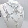 Punk Geometric Silver Color Chain Hollow Cross Pendant Necklaces For Women Trendy Statement Metal Chain Hip hop Jewelry Necklace