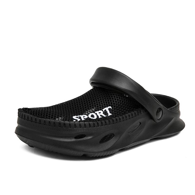 

Мужские туфли с дырками большого размера, нескользящие тапочки на толстой подошве, повседневная одежда, пляжные сандалии Stepping On Shit 42/43 чёрный