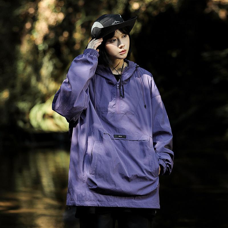 

2025 spring and autumn new men s Korean pure color hooded logo long-sleeved jacket fashionable couples style assault jacket L