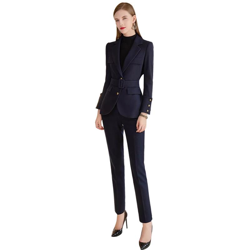 High-End Women's Winter Wool Blend Professional Suit for College Students and Interviews