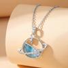 Locket-shaped Blue Planet Necklace Accessory for Women, Simple and Elegant Lockbone Chain Accessory for Women