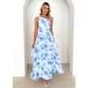 Women's Summer Style One-shoulder Halter Print Dress