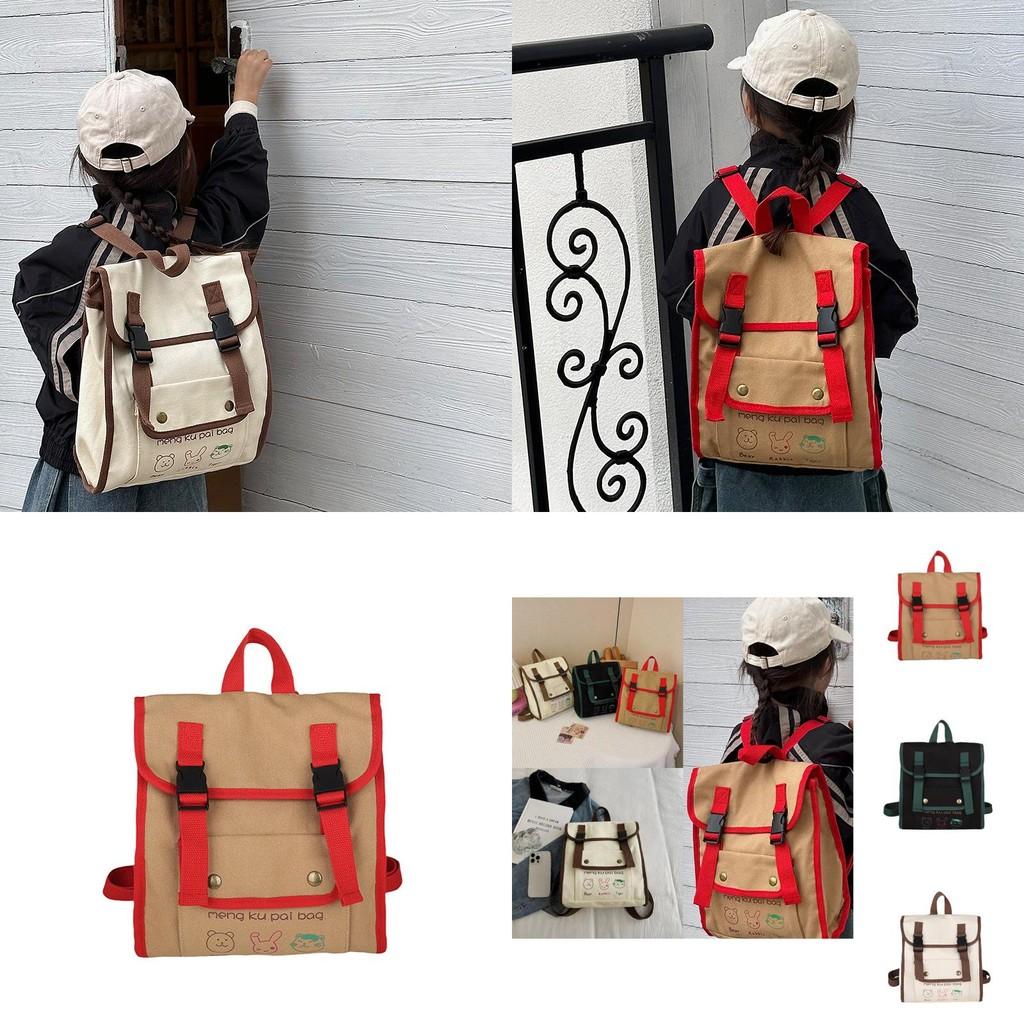 Stylish Breathable Canvas Backpack For Children With Fun Animal Prints For School Use