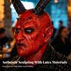 Latex Devil Mask with Horns Red Textured for Cosplayers