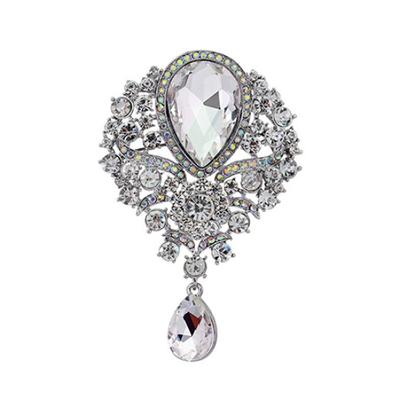Damenmode Luxus Tropfen Anhänger Strassstein Hochzeit Cocktail Brosche Pin
