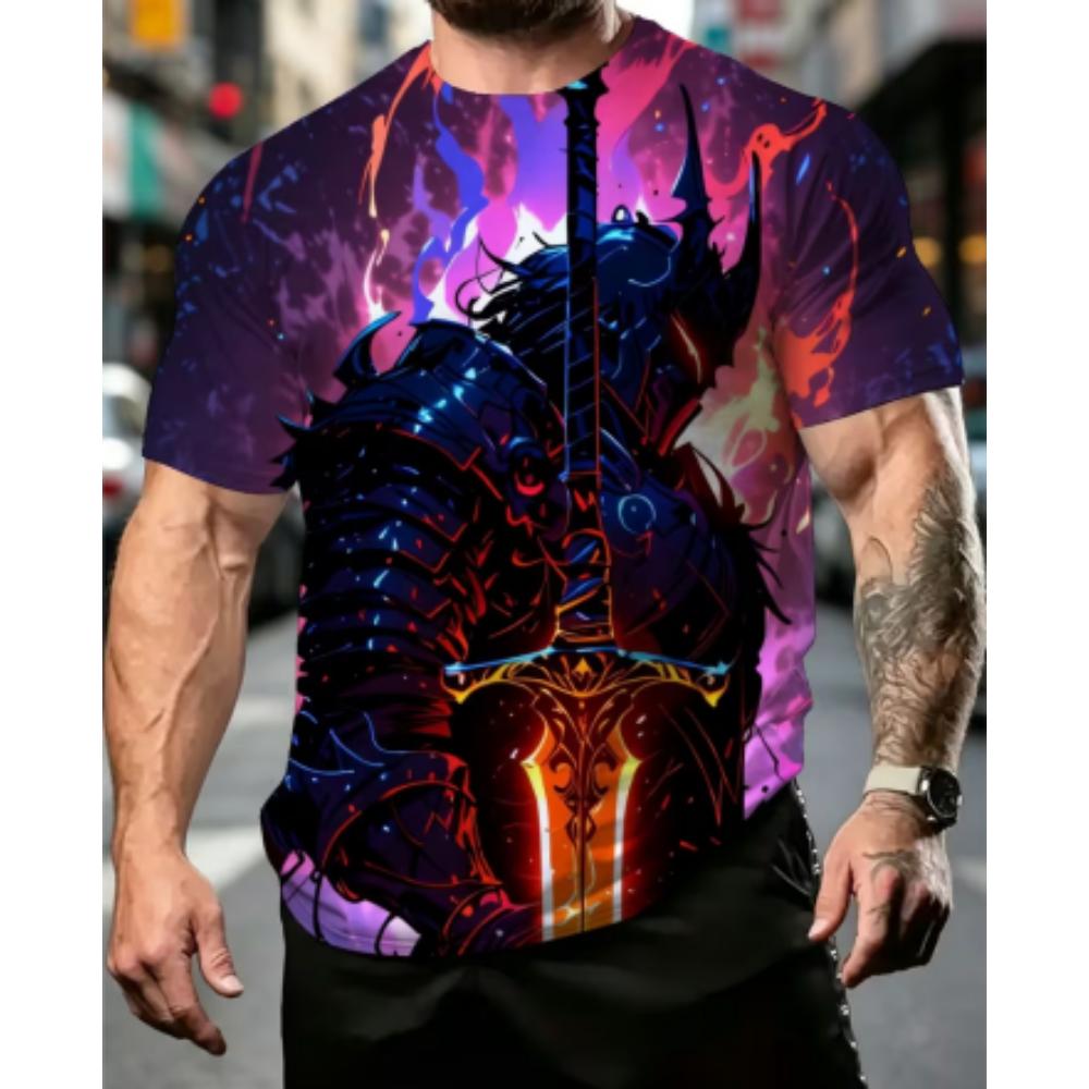 Men's fashionable 3D printed T-shirt, suitable for everyday casual wear, breathable summer short-sleeved crew neck T-shirt.