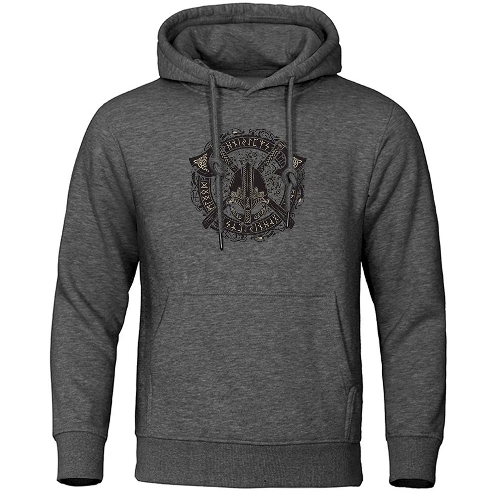 

Чоловічі та жіночі пуловери вікінгів з довгими рукавами Модні чоловічі толстовки з принтом у стилі індивідуальності Вільні ретро чоловічі толстовки M темно-сірий