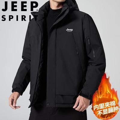 מעיל חורף מרופד עם קפוצ'ון לגברים JEEP SPIRIT