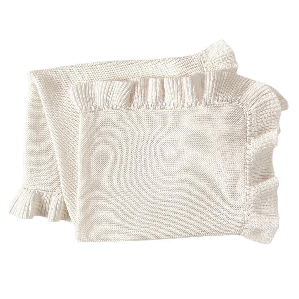 Autumn Winter Blanket Baby Lotus Leaf Edge Blanket Comfortable Cotton Knitted Strollers Cover Children's Bed Throw