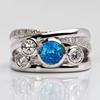 Xiaomi Huitan Silver Color Women Ring Inlaid Sparkling Blue Cubic Zirconia Trendy Charming Accessories Chic Jewelry for Party Daily
