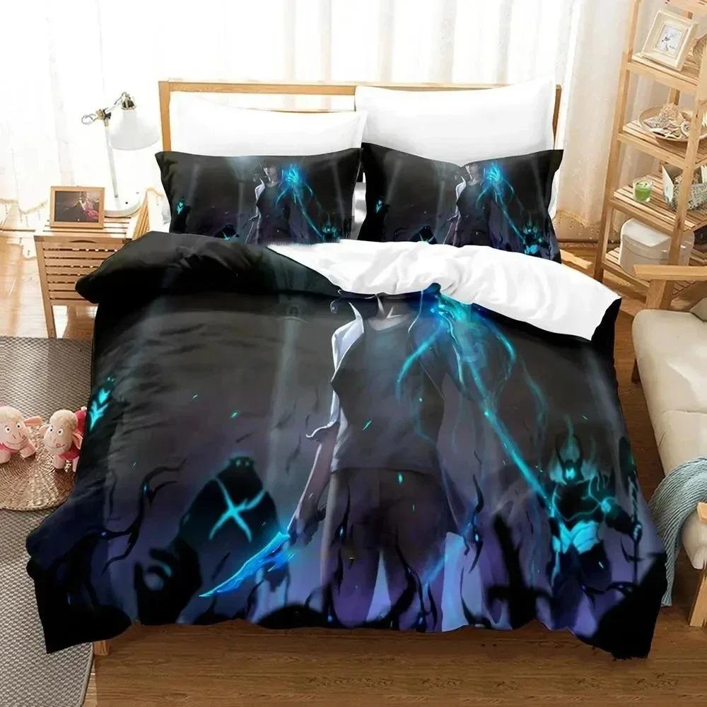 3D Print Fashion Anime SSolo Leveling Bedding Set Boys Girls Twin Queen King Size Duvet Cover Pillowcase Bed Boys Adult Bedroom