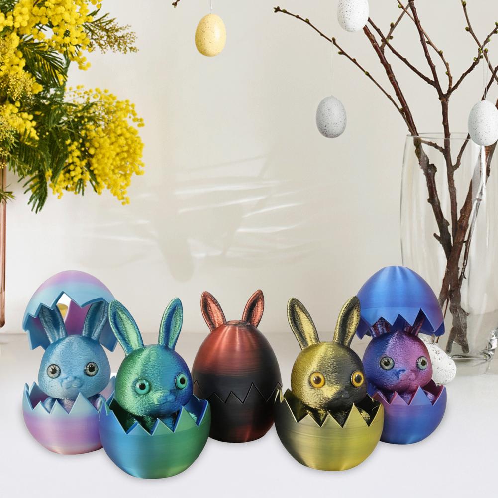 3d Printed Egg Decoration Easter Egg Ornament Easter Bunny Ear Egg Ornament with Detachable Figurine 3d Printed Holiday