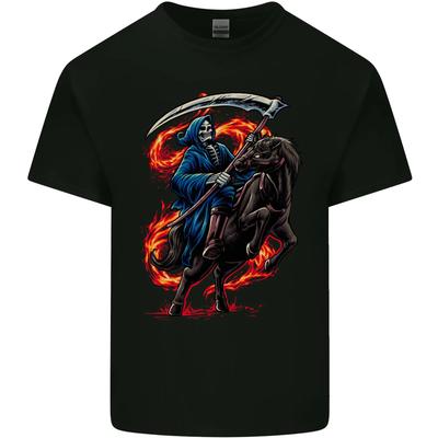 The Grim Reaper On Horseback Skull Kids T-Shirt Childrens