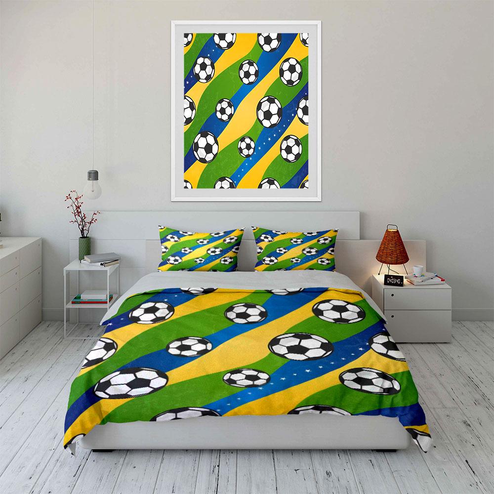 Soccer-Themed Set For Sports Fans  Kid'S And Adults' Bedroom Decor, Exquisite Three-Piece Bedding Set Gift