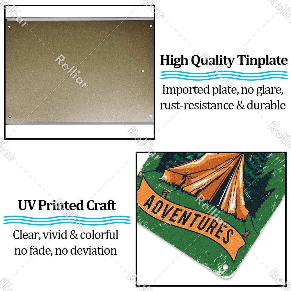 Retro Happy Camper Dekoracyjny Talerz Przygoda na Zewnątrz Metalowy Znak Blaszany Symbol Dzikiej Przyrody Ornament Plakat Dekoracja Domowego Baru Klubu Tablica