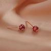 S925 Silver Red Zircon Kongming Lock Earrings - Chinese Retro Style for Women, Perfect for New Year and Christmas