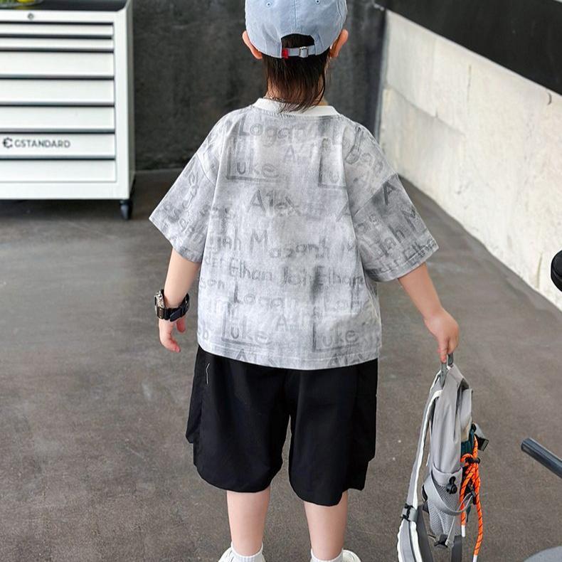 Sommer-Kurzarmset für Jungen Sommerkleidung für Jungen Sommerkleidung Modisches Kinder-T-Shirt