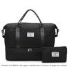 2pcs Set Large Capacity Travel Duffel Bag with Shoe Compartment and Cosmetic Pouch, Casual Nylon Gym Bag, Weekend Overnight Handbag