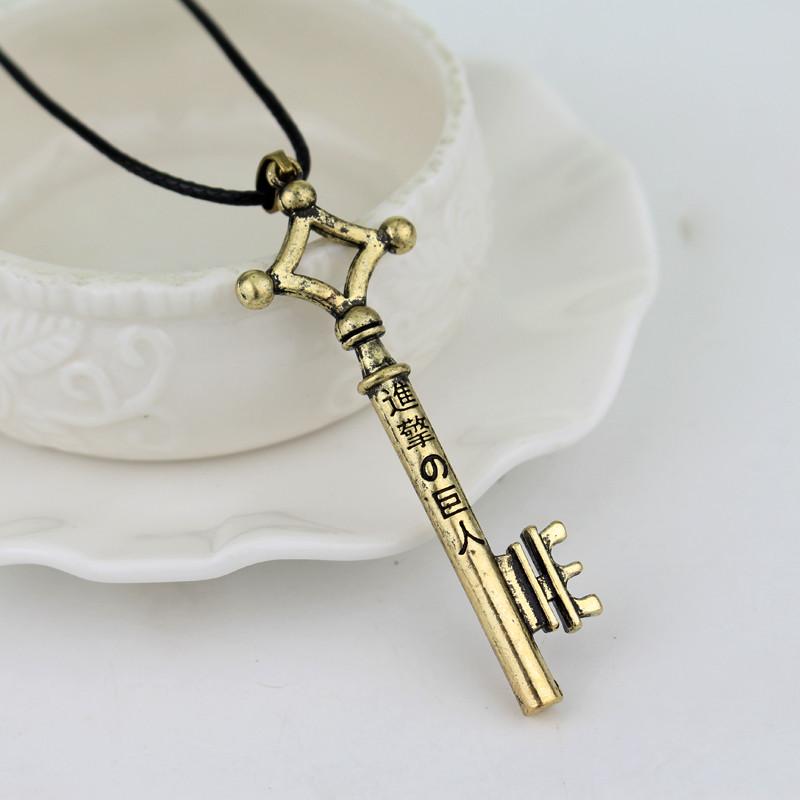 Titan Necklace Eren Key Shingeki No Kyojin Pendant Fashion Vintage Retro Anime Jewelry For Men Cosplay