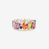Indecent Design Colored Women's Ring Gold/CopperColor Exquisite Geometric Rainbow Set with Zircon Luxury Fashion Jewelry
