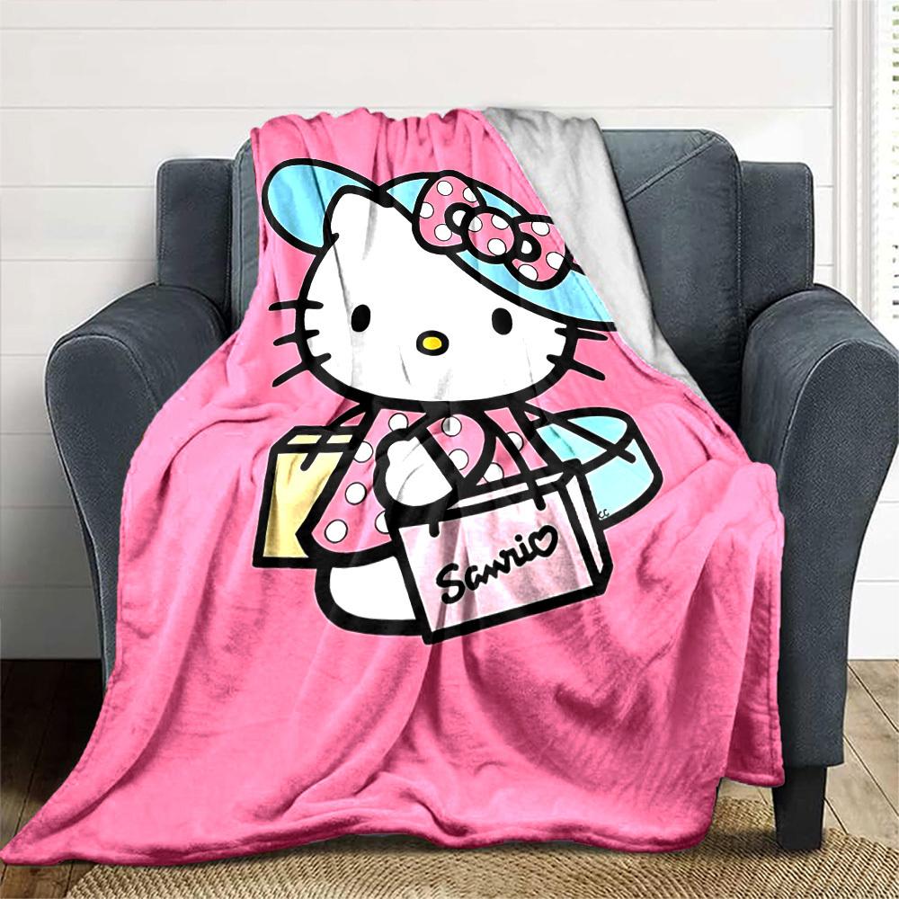 1 Stück Hello Kitty Sanrio Decke Leichte Flanelldecke für Sofa Bett Reise Camping Wohnzimmer Büro Couch Sessel