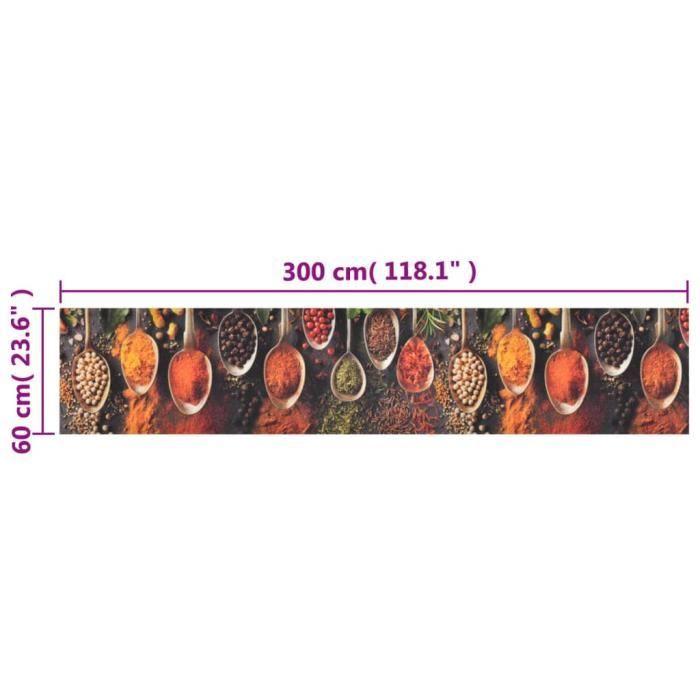 VidaXL Tapis de cuisine lavable impression carrée 60x300 cm velours 136569