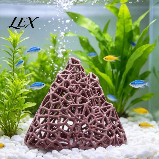 Shrimp Tank Cave Aquarium Mountain Hide, 3D Printed Hollow Mountain, Small Fish Plastic Decor Hideout Cave, Ornament Shelter for Betta