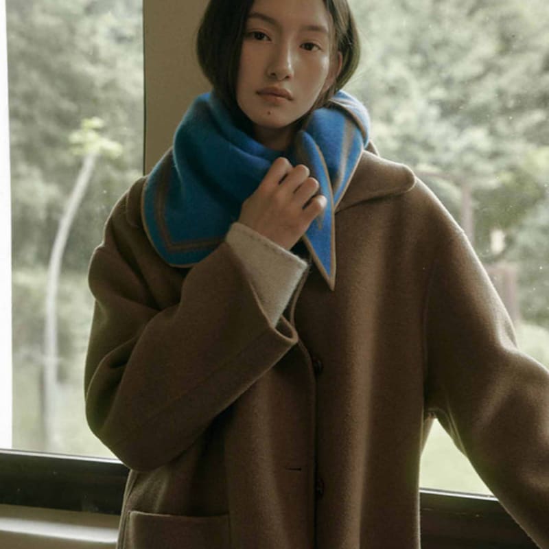 SAGEMENT EDAN COLOR SCHEME Wool MUFFLER_BLUE-BROWN