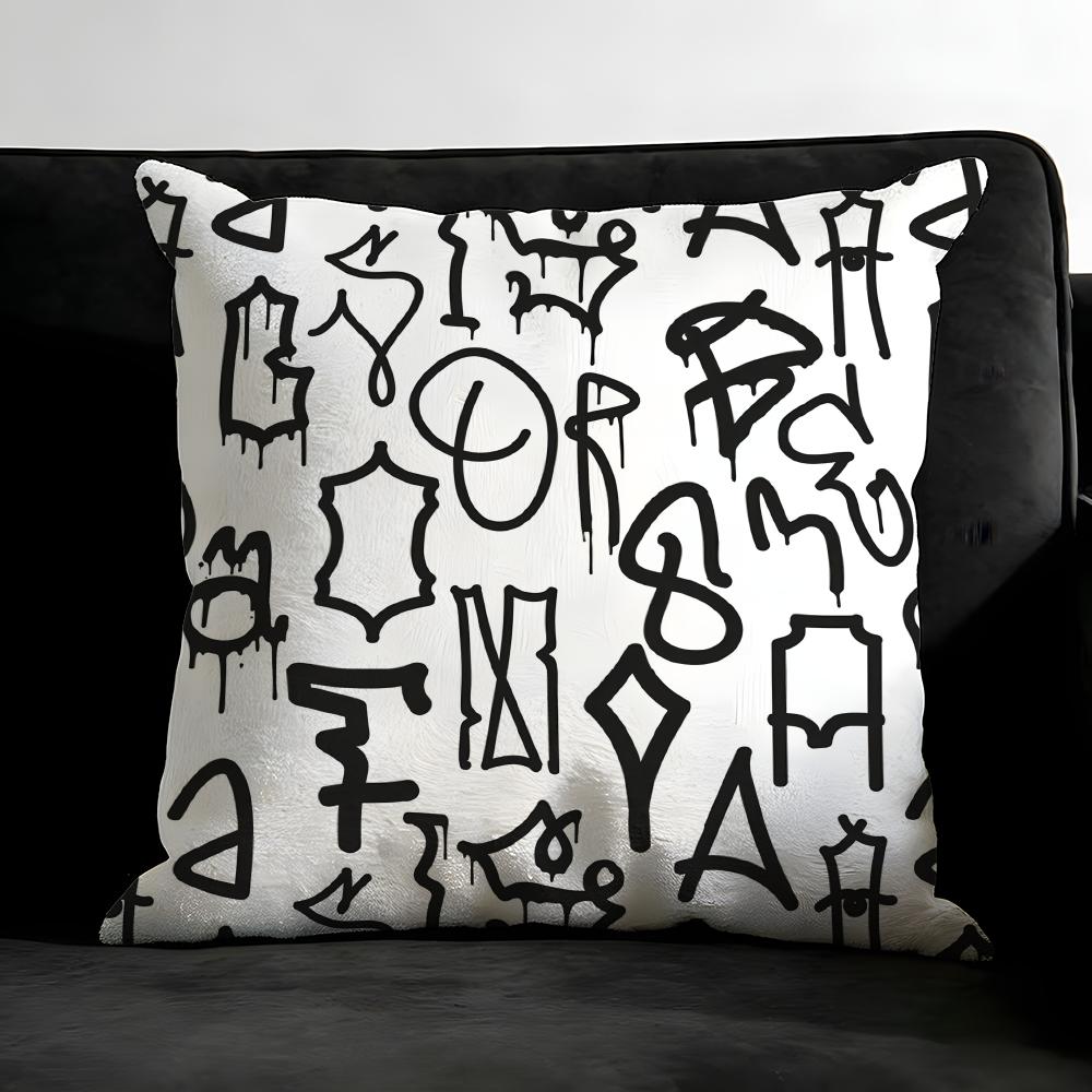 English Letters Fashion Cushion Cover Pillowcase Ultra Soft Skin Friendly Fabric Cloud Like Comfort & Concealed Zipper