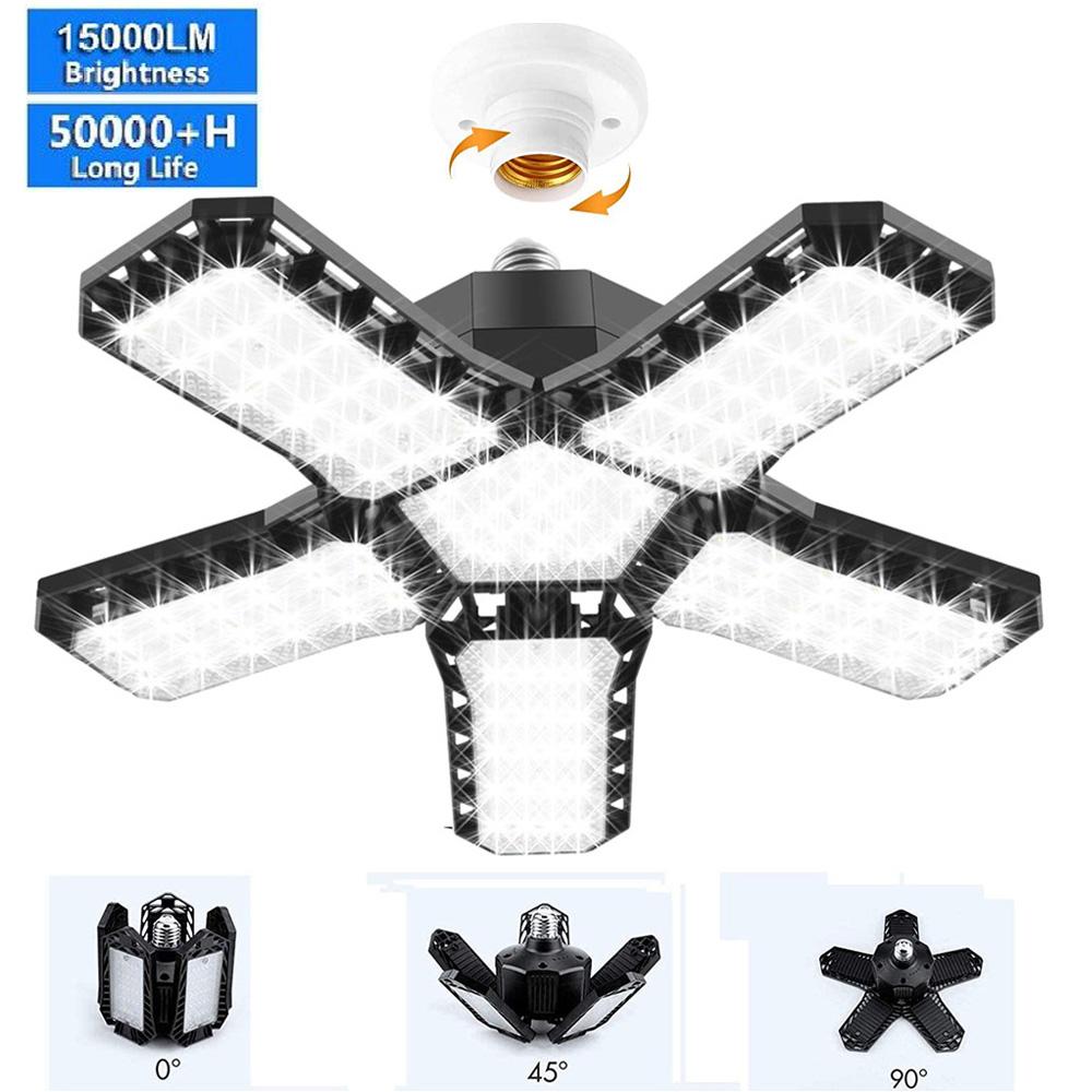 

3-10 панельный деформируемый светодиодный гаражный светильник, промышленное освещение светодиодный потолочный гаражный светильник 8000 лм E26/E27 6500 К США складской магазин свет Garage LED Lights