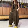 Spring Women's Retro Casual Set: Artistic Vest & Elastic Waist Pants