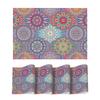 Mandala Vintage Vinyl Plastic Placemats Set of 4, 12x18 Inch Washable Non-Slip Table Mats for Party Kitchen Dining Decor