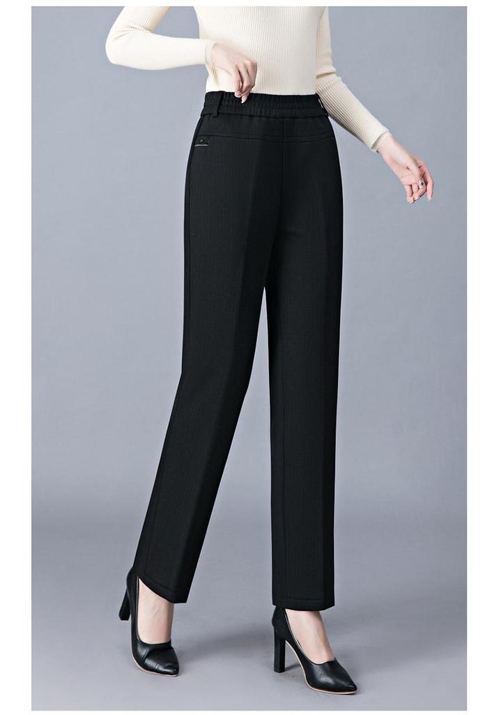 Plus-Fleece Women's Pants - Thick, Loose Straight-Leg for Petite and Middle-Aged Women, Perfect for Autumn and Winter Outdoors