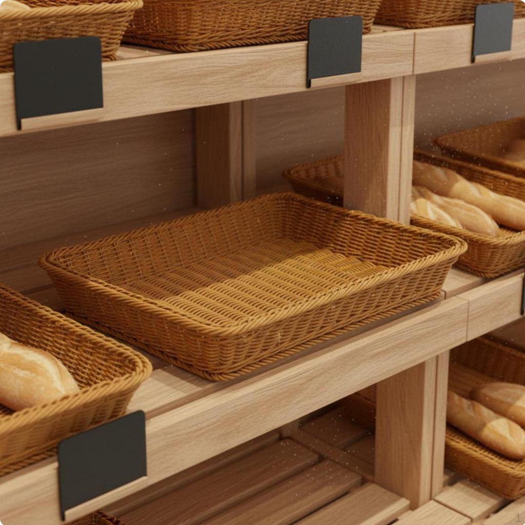 Rectangular Woven Fruit Basket Large Capacity Imitation Rattan Easy To Clean Bread