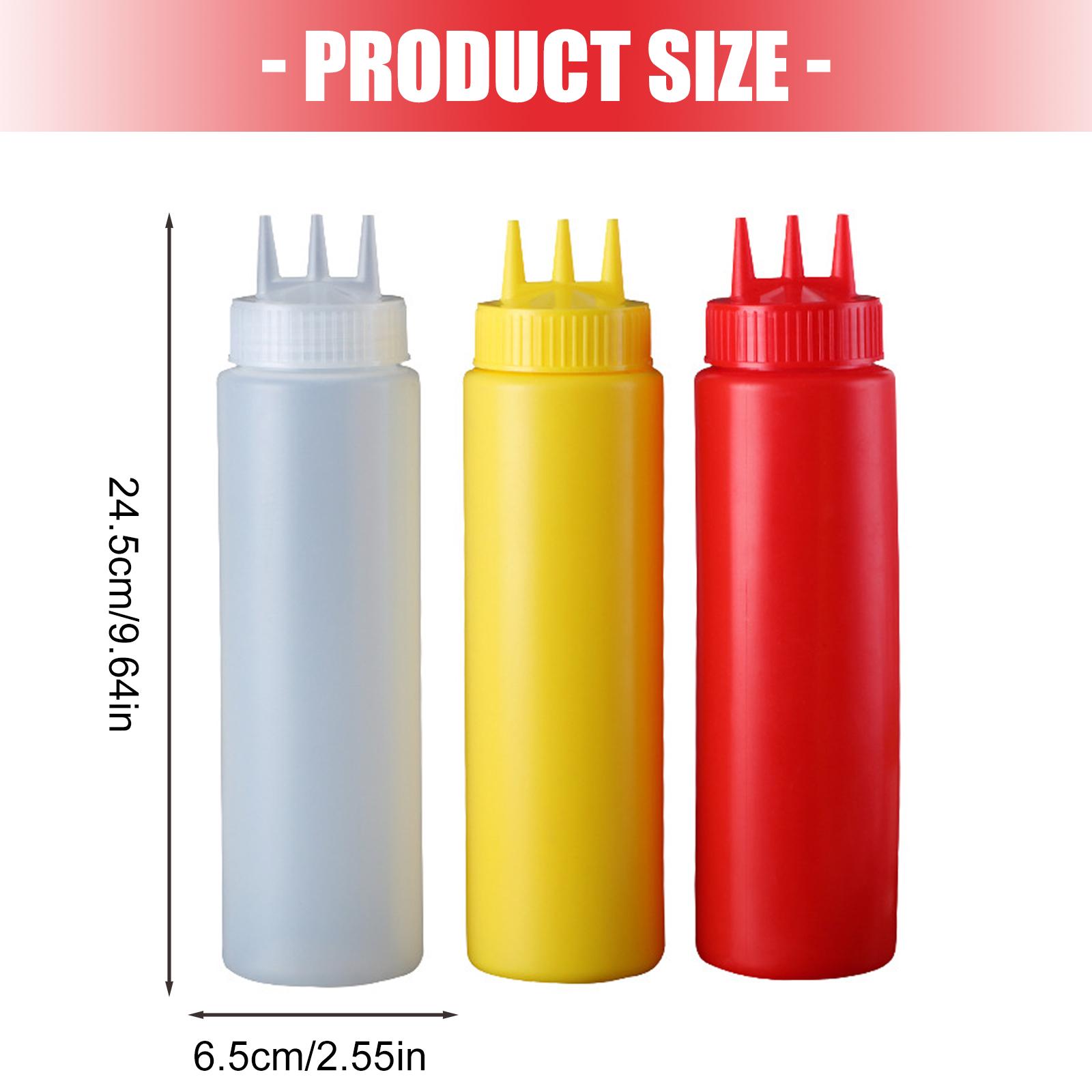 Trilateral Stream Leak Proof Kitchen Squeeze Bottles 4PCs Heavy Plastic Sauce Dispensers Dishwasher Safe For Oil Dressings жёлтый