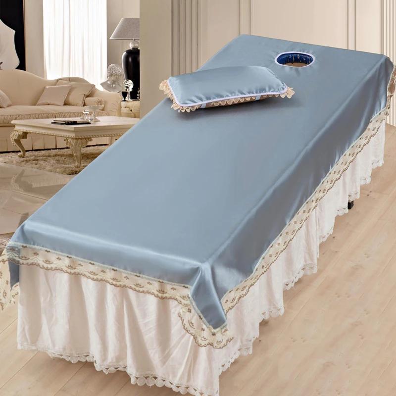 1 Pcs Beauty Massage Bed Cover Mattress Summer Cool Ice Silk Spa Massage Bed Table Cover Beauty Salon Bed Sheet With Face Hole 90x220cm