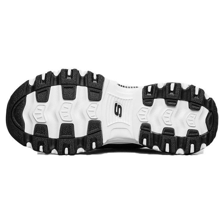 Skechers DLites 1.0 PU Synthetic Leather Sport Comfort Low-Top Lifestyle Shoes Women Sneaker White Black 13169-BKW