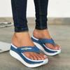 New large size slope heel thick bottom sandals women's summer new toe flip-flops outdoor casual fashion