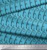Soimoi Blue Japan Crepe Satin Fabric Tendril & Abstract Print Fabric by the metre 42 Inch