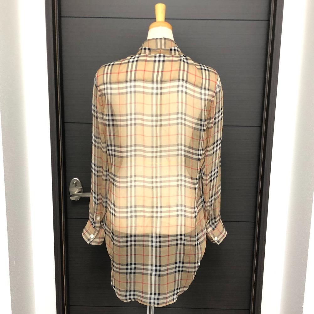 BURBERRY Check pattern see-through Blouse Shirt Long sleeve shirt