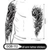 Adesivo Tatuaggio Completo per Braccio Uomo: Design Realistico Impermeabile, Motivo Tigre e Teschio