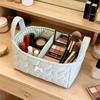 Cotton Small Quilted Storage Basket Folding Floral Bow Storage Basket Dresser